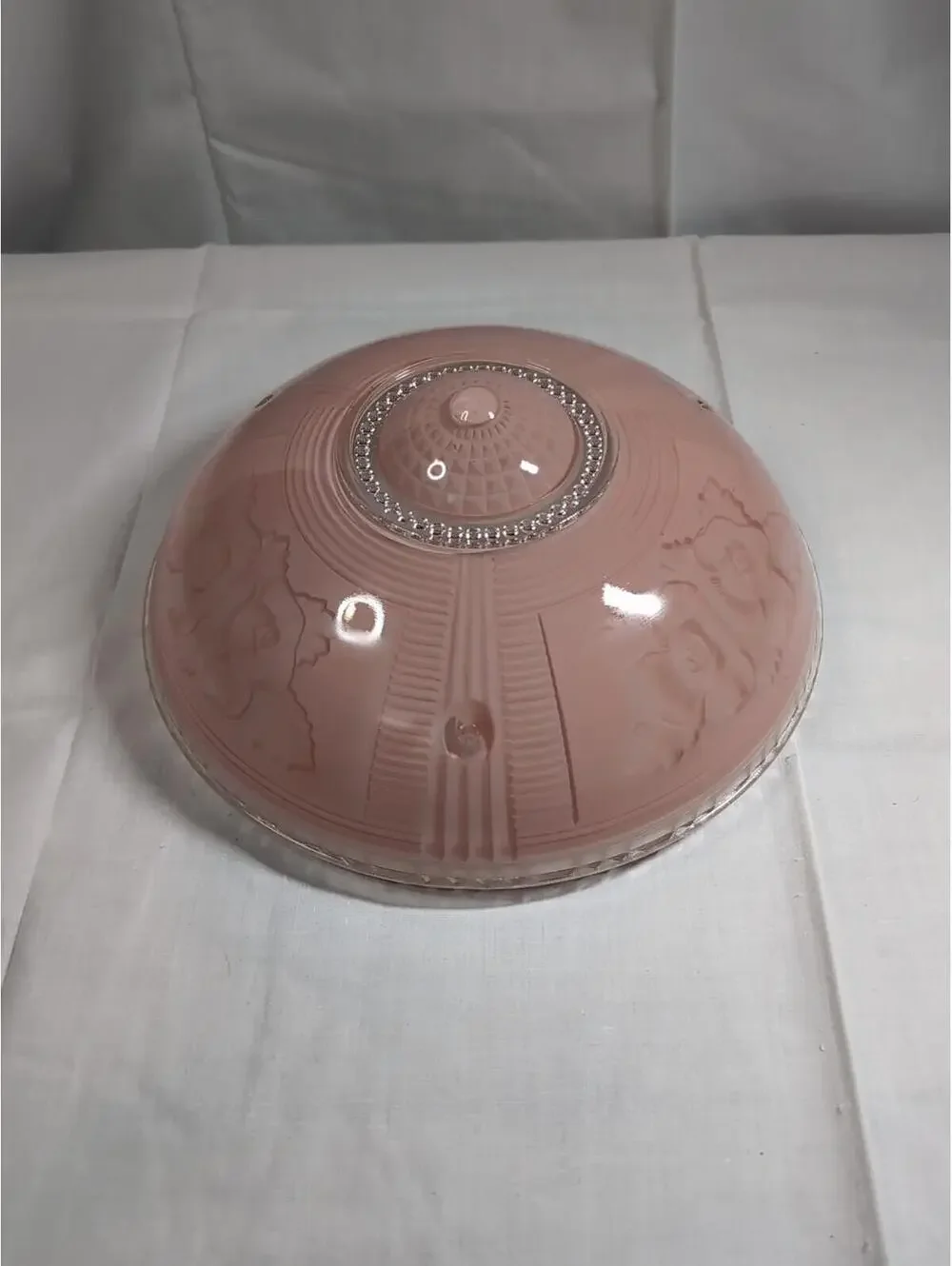 Vintage Pink Glass Art Deco Ceiling Fixture Light Lamp Shade 3 Hole (A32)
